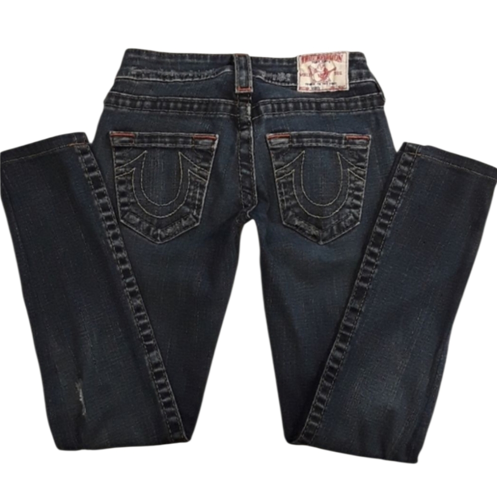 True Religion Brand Skinny Jeans. (Blue) Women's Size: Waist 24x24 Inseam.